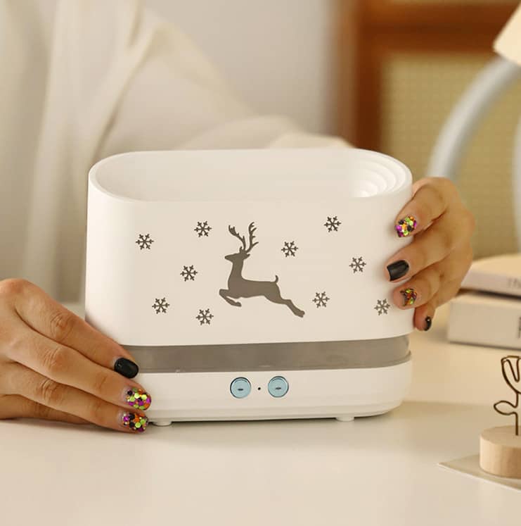 Giggly Gear white decorative humidifier for home office with reindeer