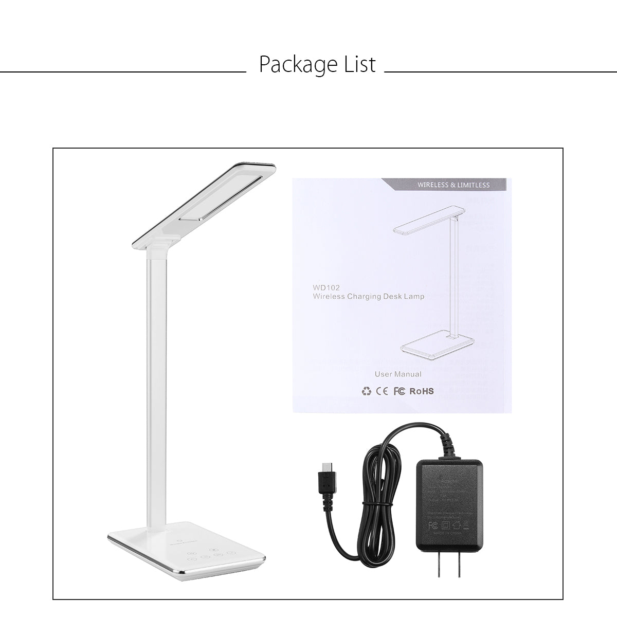 LED Desk Lamp with Wireless Charging - Touch Control Reading Light