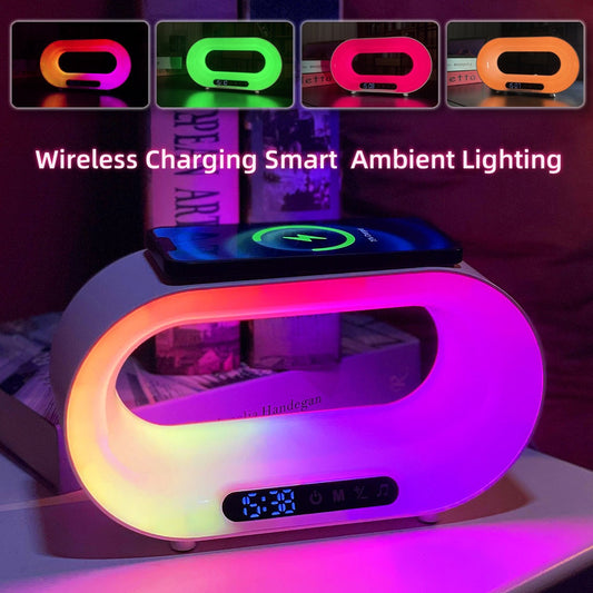 3-in-1 LED Wireless Charging Station - Ambient Lighting with Phone Charger Dock