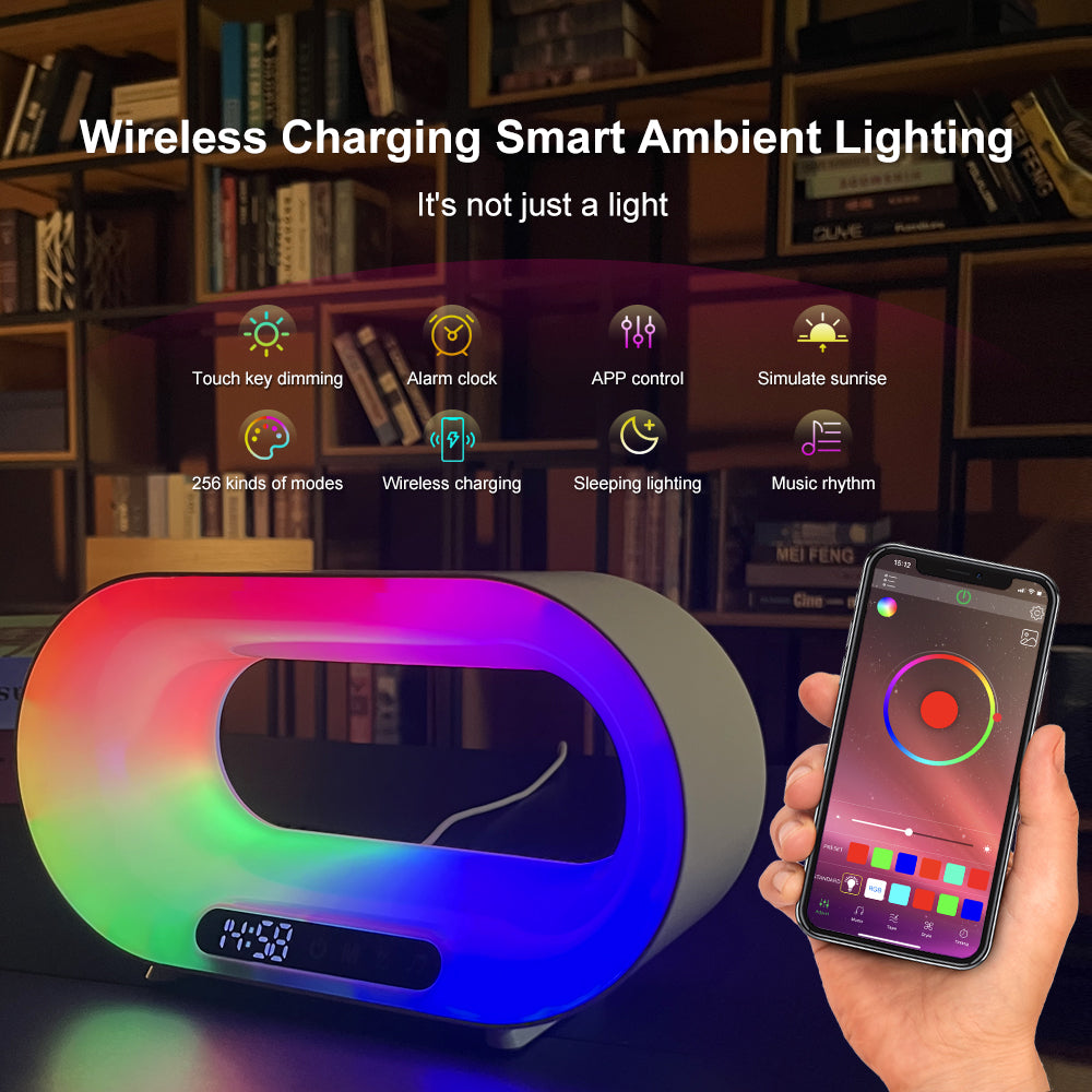 3-in-1 LED Wireless Charging Station - Ambient Lighting with Phone Charger Dock