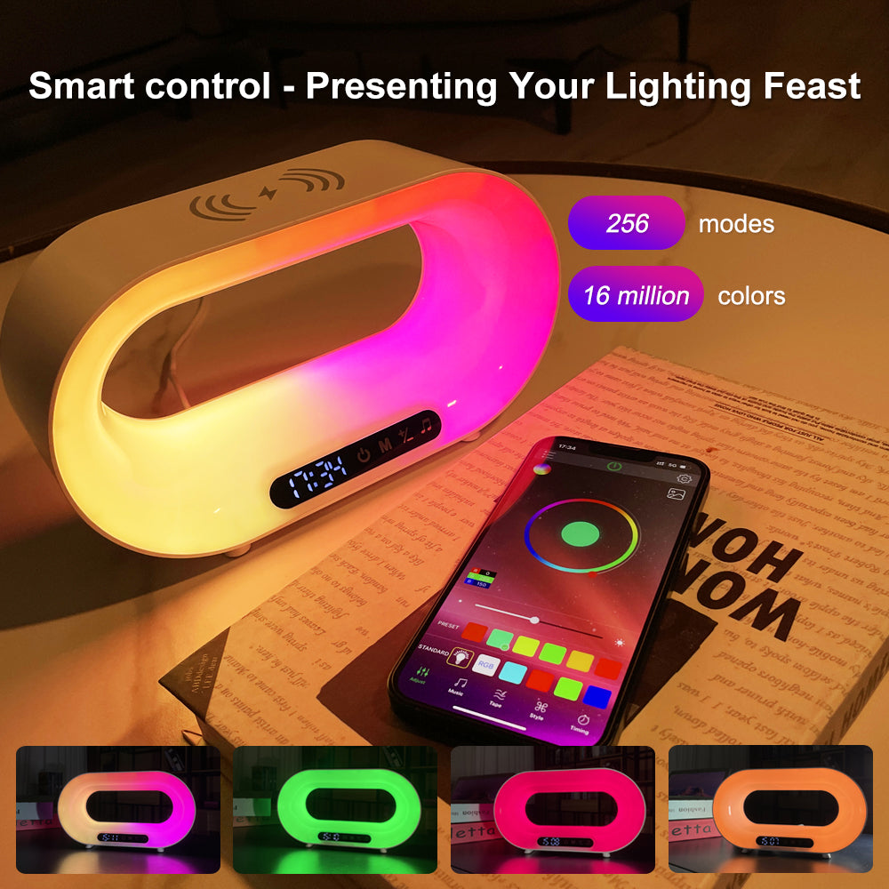 3-in-1 LED Wireless Charging Station - Ambient Lighting with Phone Charger Dock