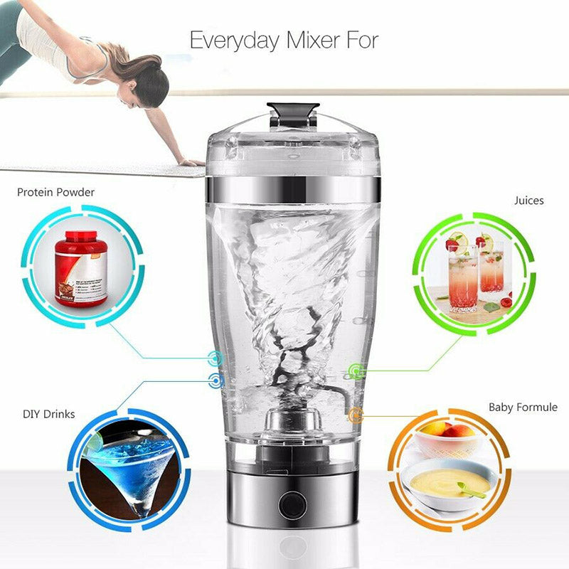 Electric Protein Shaker Bottle - USB Rechargeable Mixer for Smoothies & Fitness Drinks