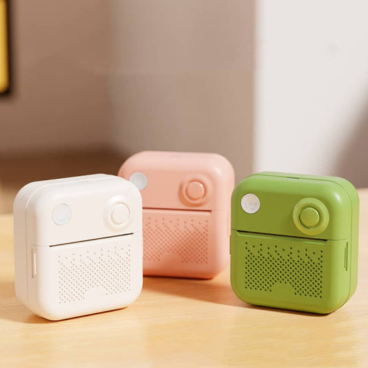 Giggly Gear Bluetooth label maker for home office in white pink and green colours