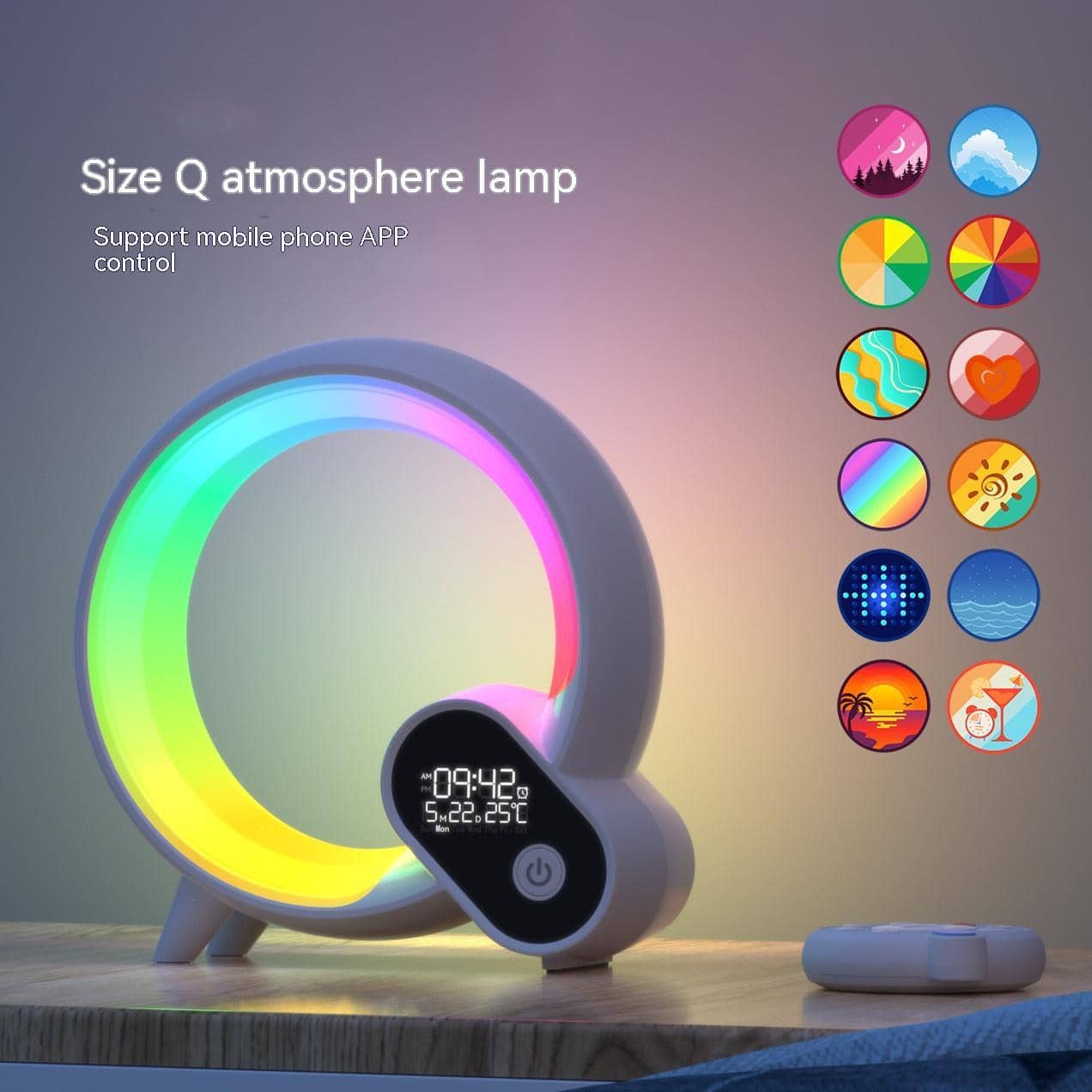 Giggly Gear colour changing alarm clock UK with multicolour LED ring and digital display for desk use