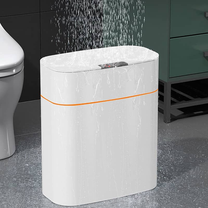 Giggly Gear white compact sensor waste bin UK for hands-free bathroom use