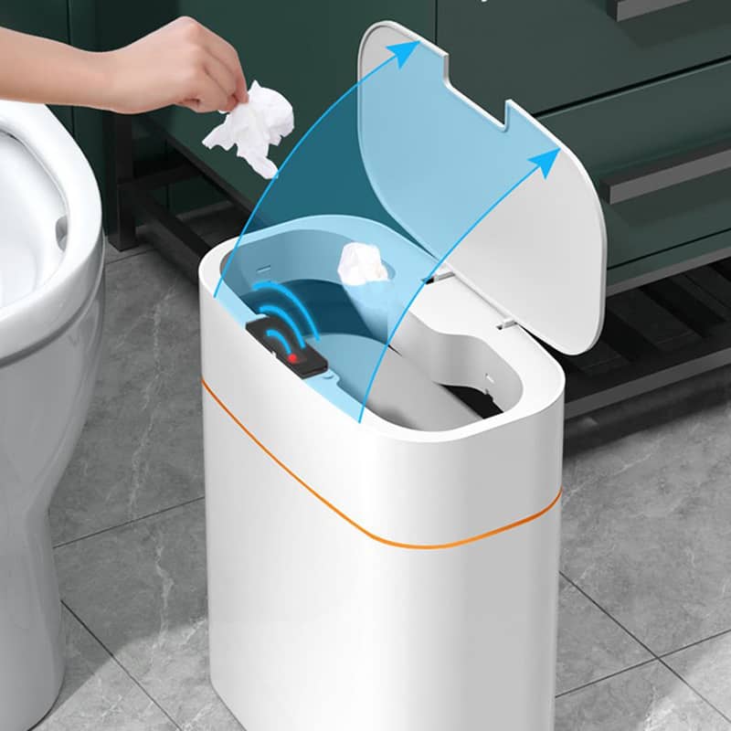 Giggly Gear white compact sensor waste bin UK for hands-free waste disposal in bathroom