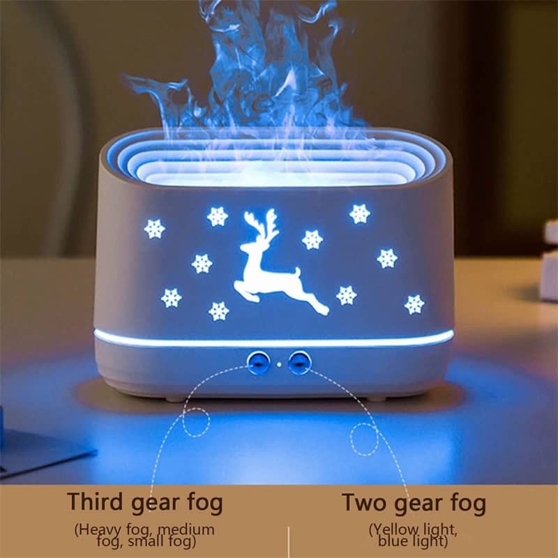Giggly Gear white decorative humidifier for home office with reindeer and snowflake design