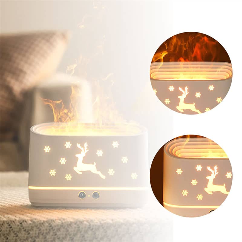 Giggly Gear decorative humidifier for home office with glowing reindeer and snowflake design