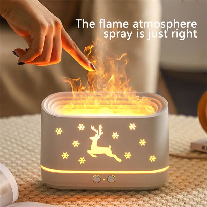 Giggly Gear decorative humidifier for home office with flame effect and reindeer design