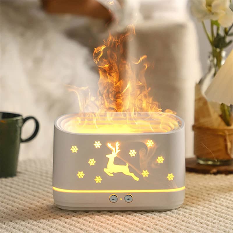 Giggly Gear white decorative humidifier for home office with reindeer design and soft light