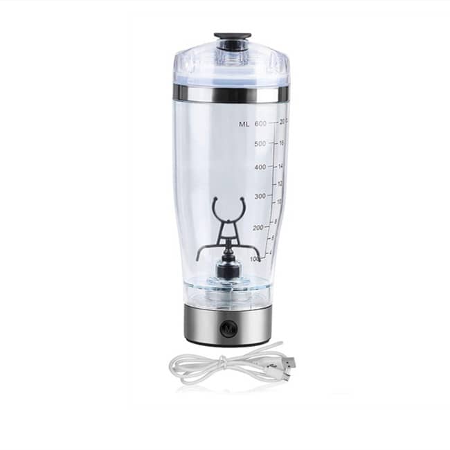 Giggly Gear electric protein shaker bottle transparent with USB charging cable