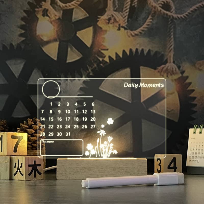 Giggly Gear clear LED message board gift with calendar design and white marker for daily notes