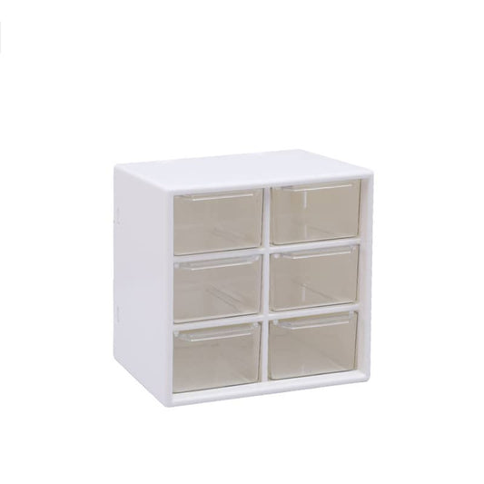 Giggly Gear white storage organizer with six transparent drawers for small items