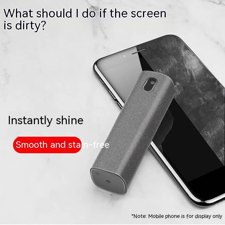Giggly Gear grey screen cleaning spray with integrated wipe for phone screen cleaning